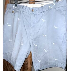 Ralph Lauren & Co Mens Sz 35 Nautical  Bird Blue Shorts Preppy Chino Cotton